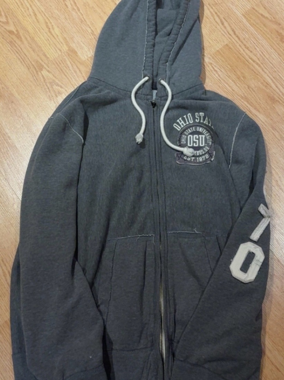 NCAA Dark Gray Full-Zip Hooded Sweatshirt with Drawstring